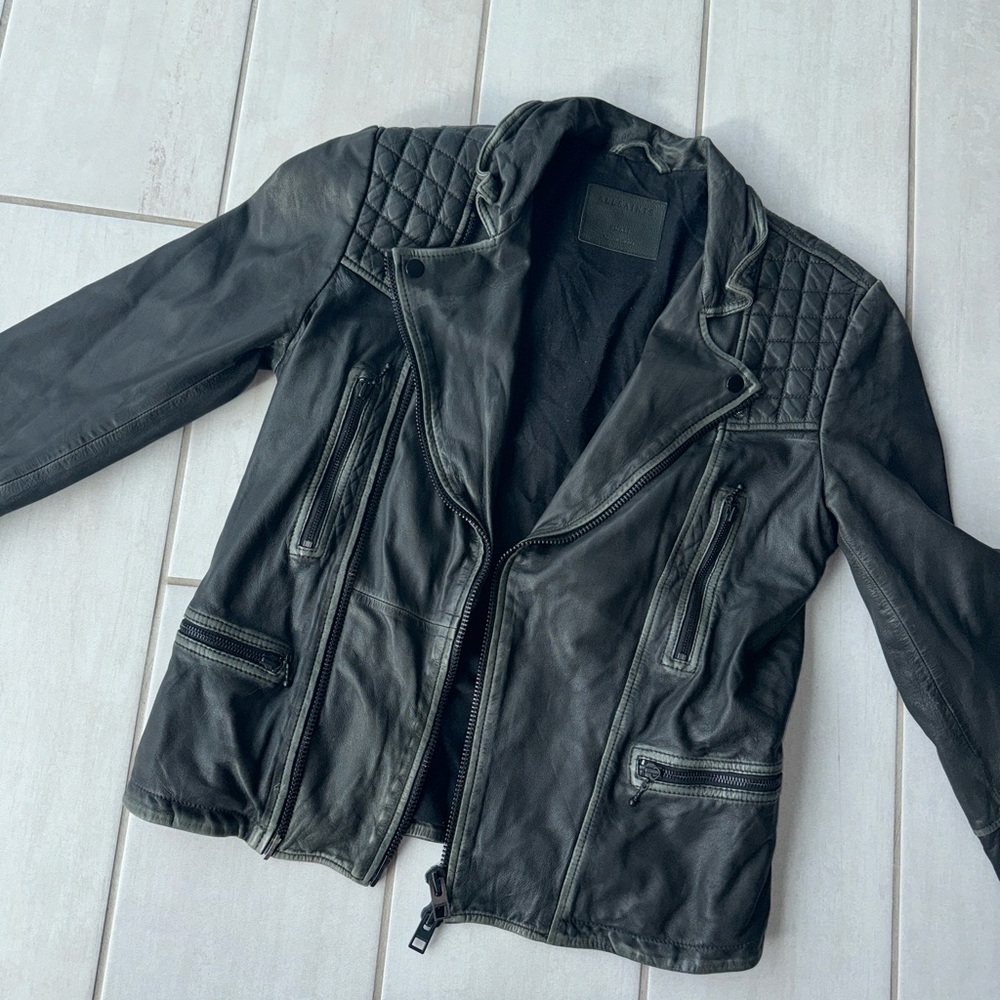All saints leather coat vintage
